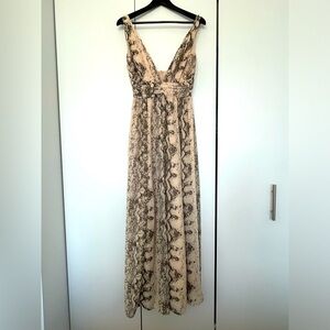 Blush pink snake skin maxi dress, size US 6